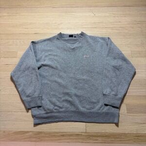 Vintage 90s Wilson Crewneck Sweatshirt L Gray Embroidered Logo Athletic Y2K